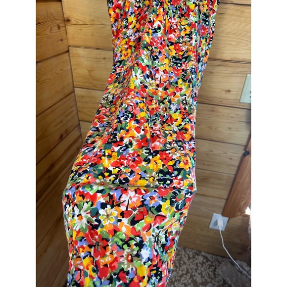 Vintage J. Crew Floral V-Neck Button Front Midi Dress 100% Cotton Cottagecore - Picture 2 of 13